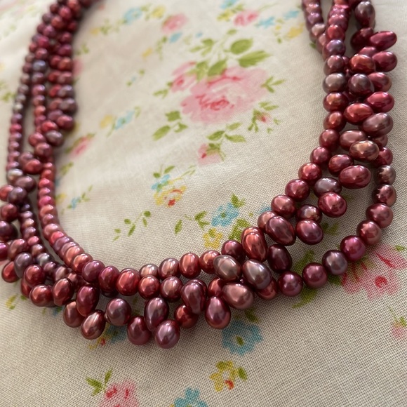 Genuine pearls! Stunning Deep pink authentic freshwater pearl necklace - Picture 2 of 4